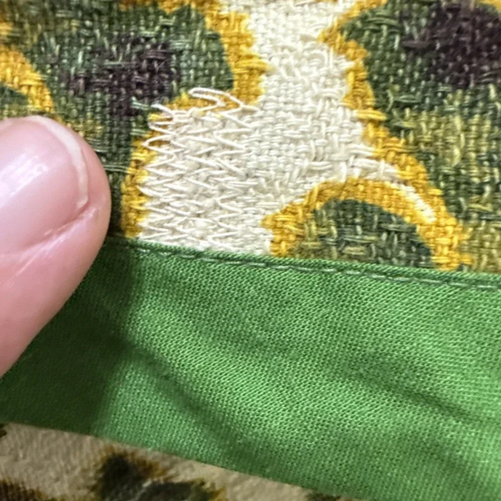 Vtg 60s 70s Bedspread Floral Botanical Jacquard Woven Coverlet Light Weight Flaw